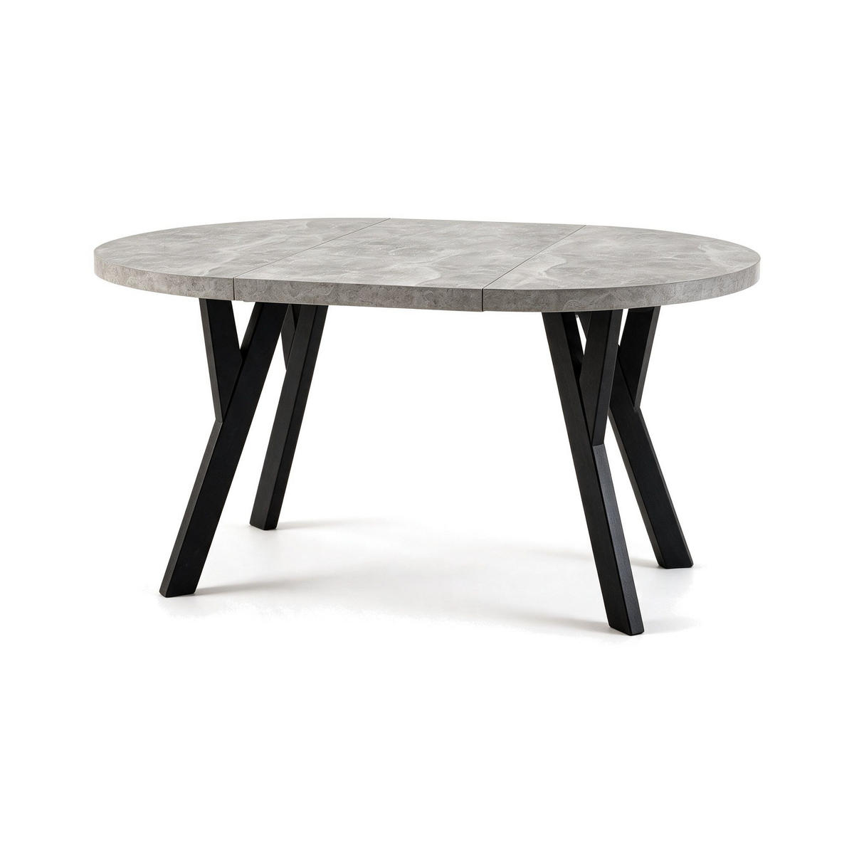ESSTISCH ausziehbar rund 100-140 cm ATO Beton, Auszugstisch mit Einlegeplatte - Schwarz/Grau, Holzwerkstoff (100/100/77cm) - VENASI MÖBEL