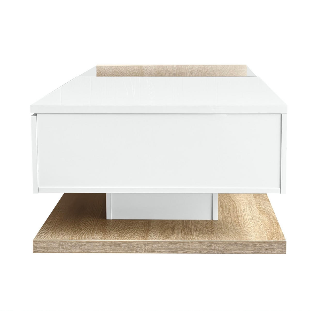 COUCHTISCH, Holzton/Hochglanz Weiß mit Glasplatte & 16-farbiger LED-Beleuchtung, 105/55/32,5 cm,Naturfarben - Naturfarben, Holzwerkstoff (55/105/32.5cm) - Redom