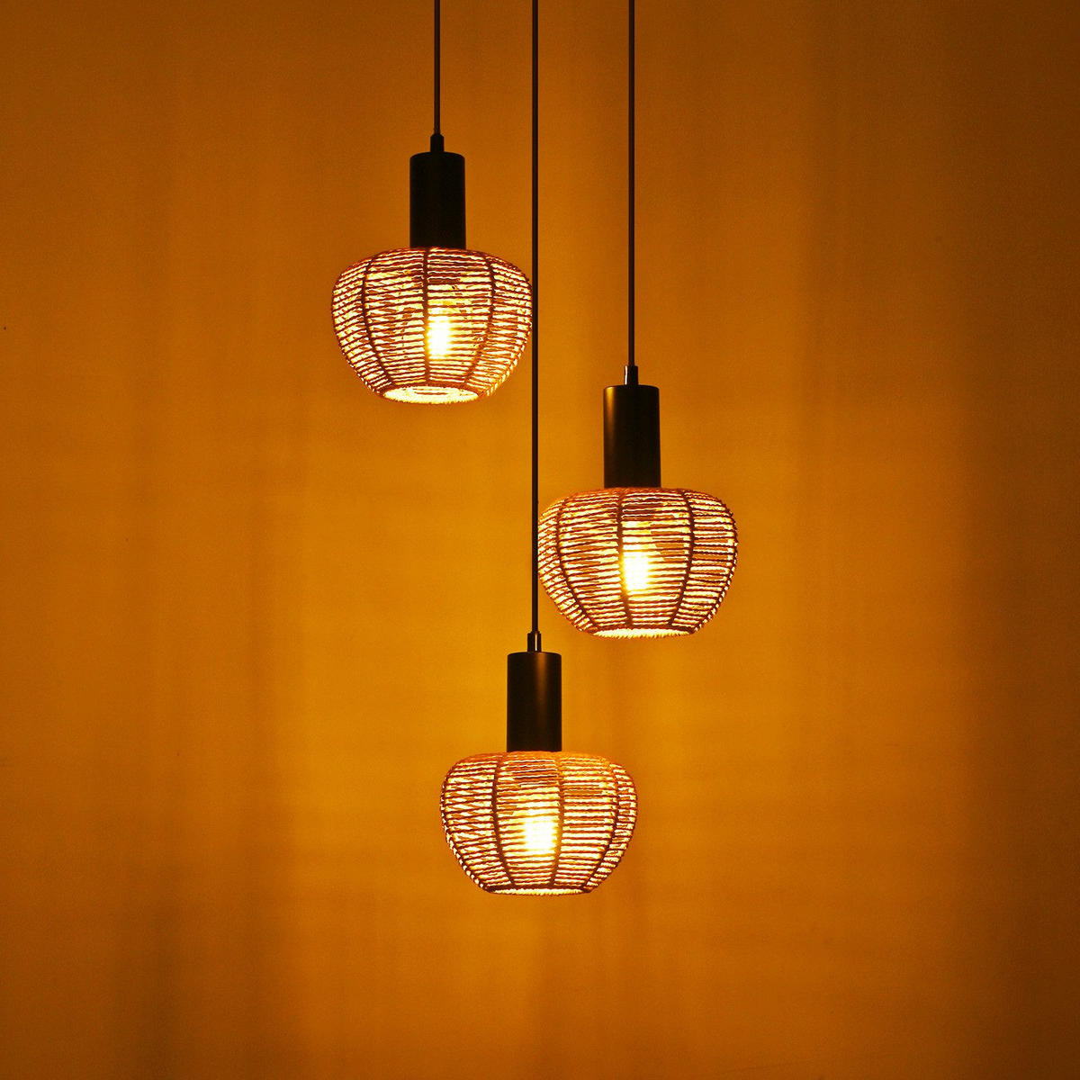 PENDELLEUCHTE BAMBUSKÄFIG Ⅲ 25/25/120 cm - Schwarz, Metall (25/25/120cm) - Nettlife