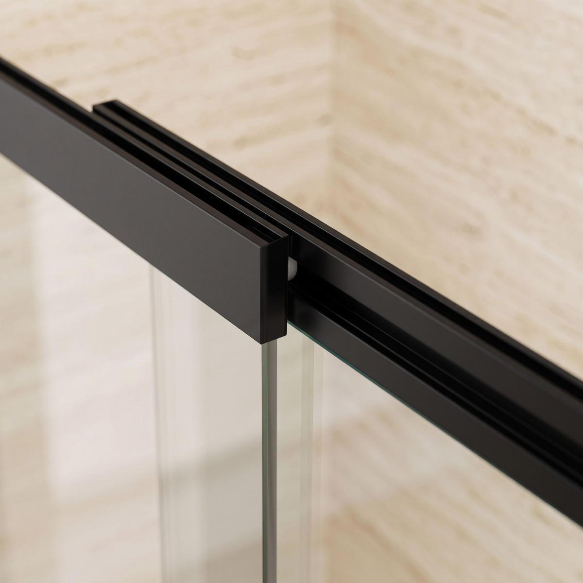 BADEWANNEN-DUSCHWAND Schiebetür Rea Dario Black 100 - Schwarz, Glas (100/140cm) - REA
