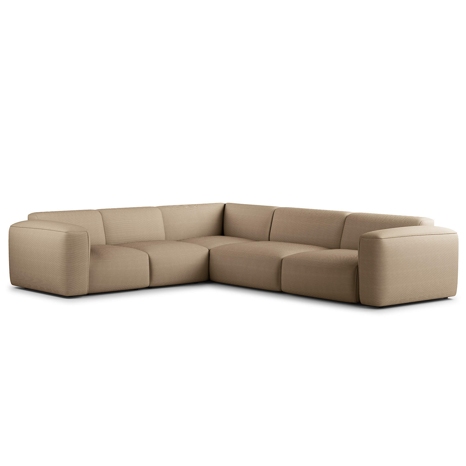 ECKSOFA mit Rundecke - Taupe/Schwarz, Kunststoff/Textil (325/260cm) - home24