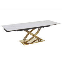 ESSTISCH Heraclea Weiß Marmor / Gold 160-240 / 90 / 76cm - Goldfarben/Weiß, Holz/Keramik (90/160/76cm) - Feldmann-Wohnen