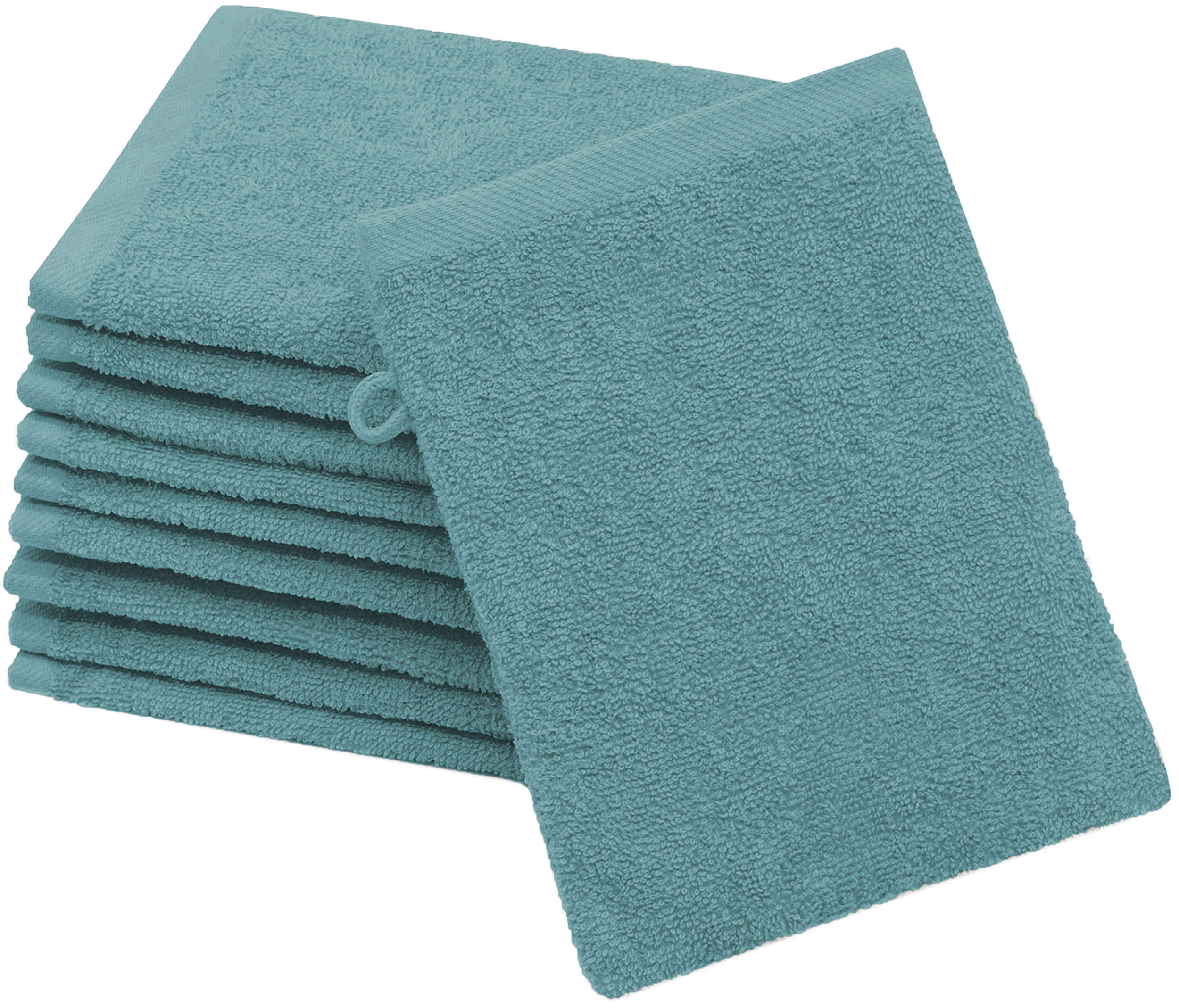 WASCHHANDSCHUH, 10er-Set, 16x21 cm, 100% Baumwolle, Blau - Petrol, Textil (16/21cm) - Zollner