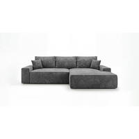 ECKSOFA VERONA rechts dunkelgrau Cord Poso 60 - Schlaffunktion, Bettkasten - Anthrazit, Textil (280/184cm) - Cornero