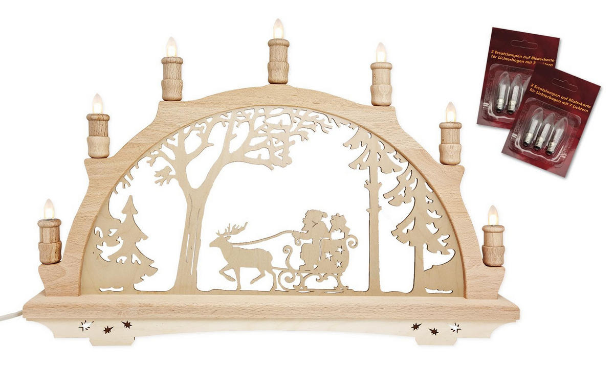 SCHWIBBOGEN Weihnachtsmann 7-flammig - Multicolor, Holz (0.1/1/0.1cm) - Dekoteam24