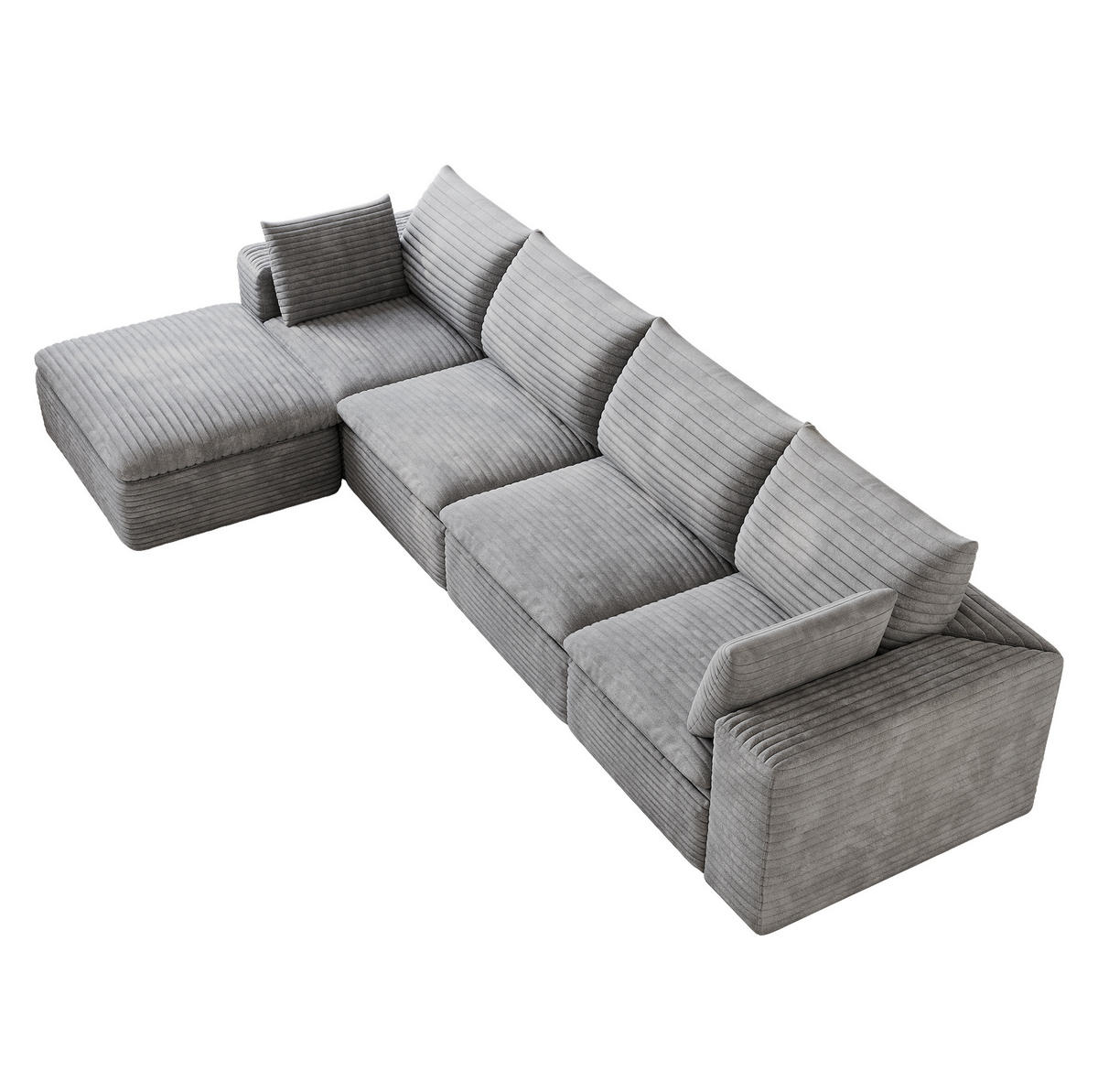 ECKSOFA aus Stoff 340 cm Grau modular, mit abnehmbarer Polsterung und Schaumstoffkern - Grau, Textil (340/160cm) - Modfu