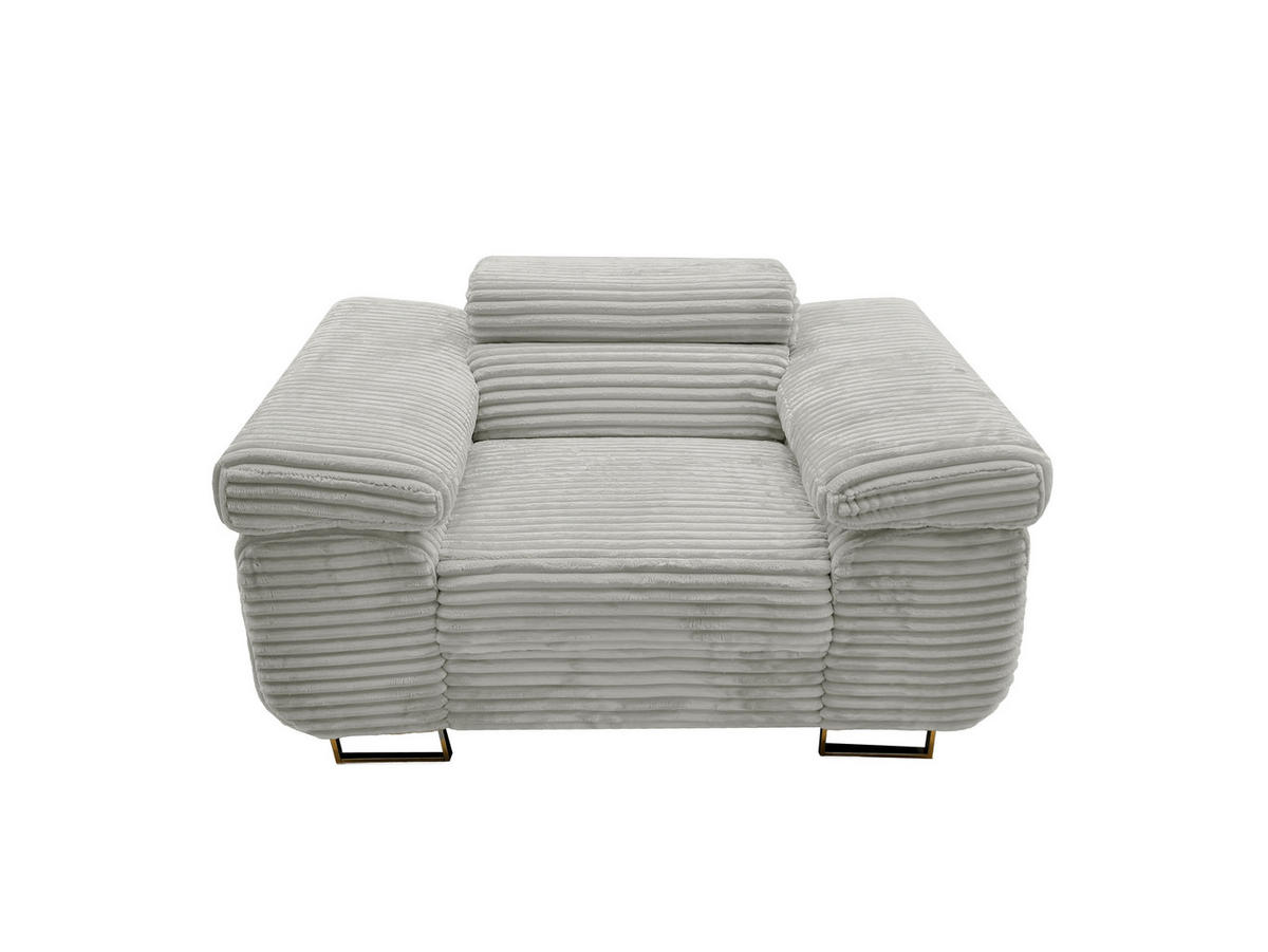 GUSTAW Sitzgarnitur 3+2+1, Schlafsofa 3-Sitzer, Cordbezug Grau - Grau, Textil (225/92/101cm) - KS Home Concept