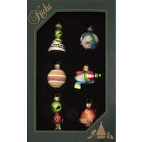 CHRISTBAUMSCHMUCK Alien Mini-Set Mehrfarbig 6cm (Glas / 6 Stk.) - Multicolor, Glas (3/6/3cm) - Krebs Glas Lauscha