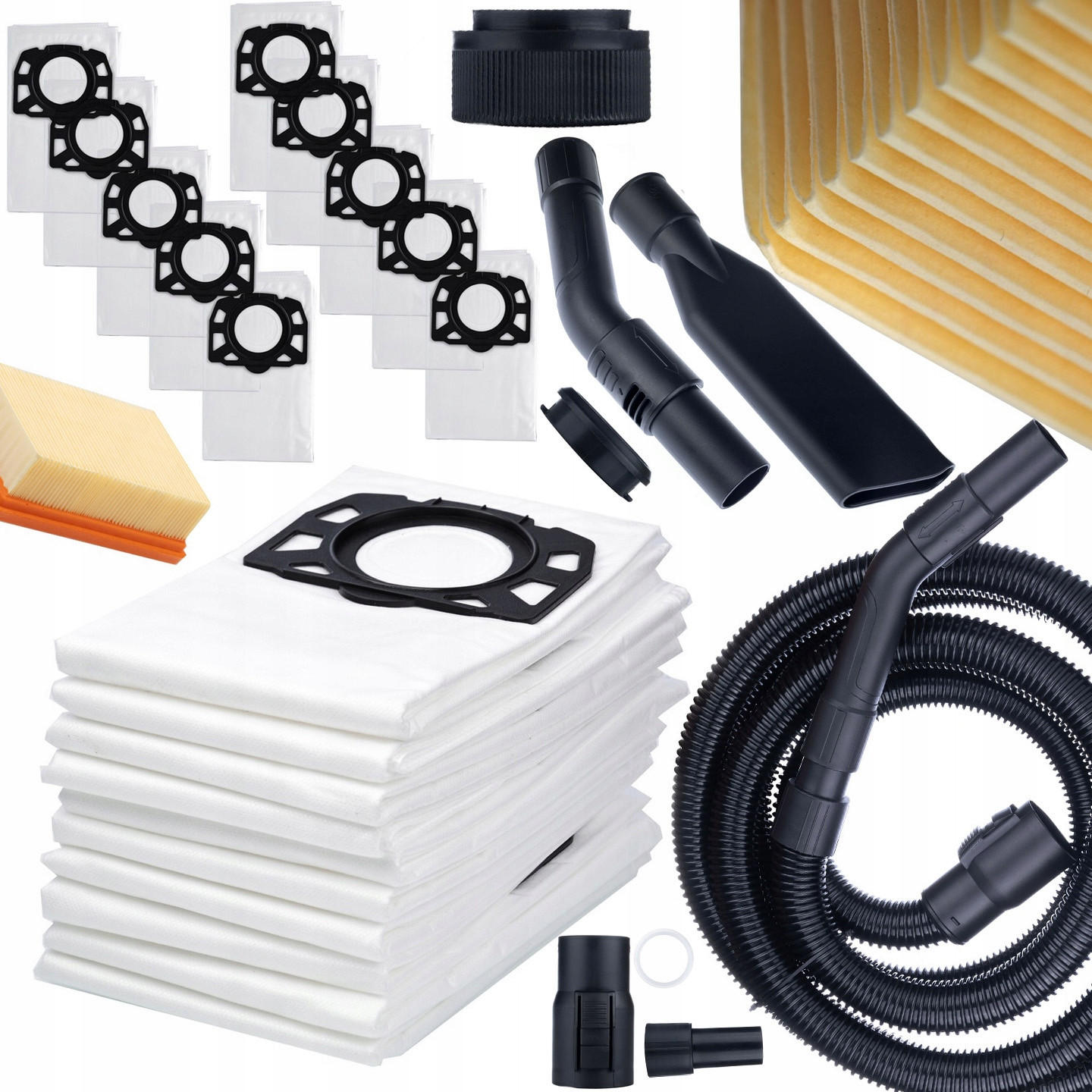 FILTER Universal Set, 10 Staubbeutel und Luftfilter, Schlauch 4 m, 5-lagig, Mikrofaser - Multicolor, Kunststoff/Metall (10/10/10cm)