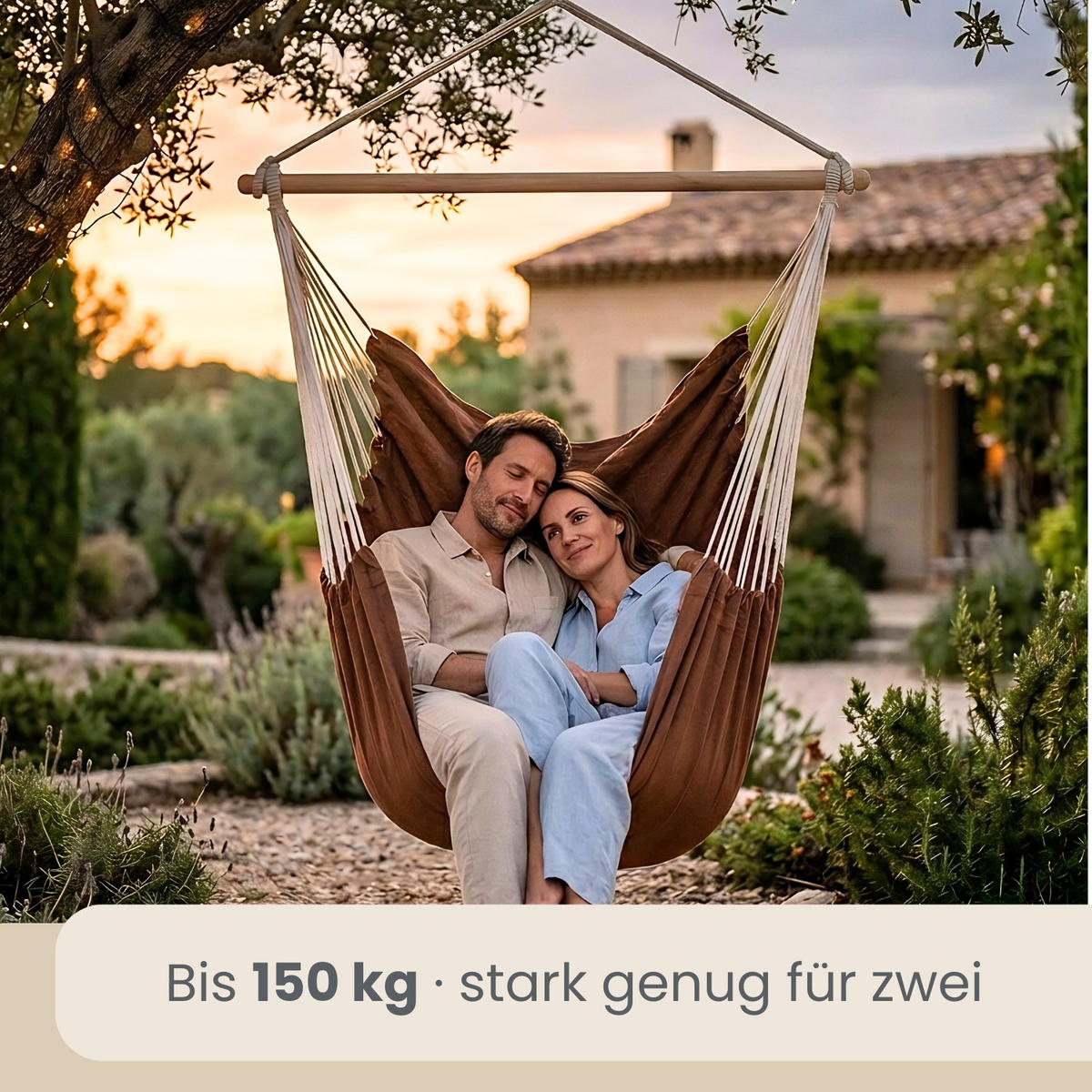XXL HÄNGESESSEL 185/130 cm Belastbar bis 150 kg Braun - Braun, Textil (130/155/185cm) - Amanka