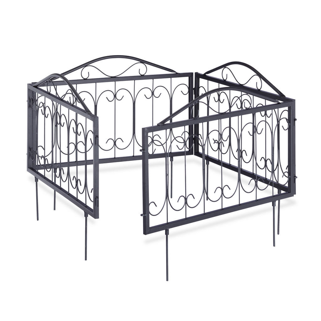 BORDURĂ Neagră metal set 4-piese 225 cm