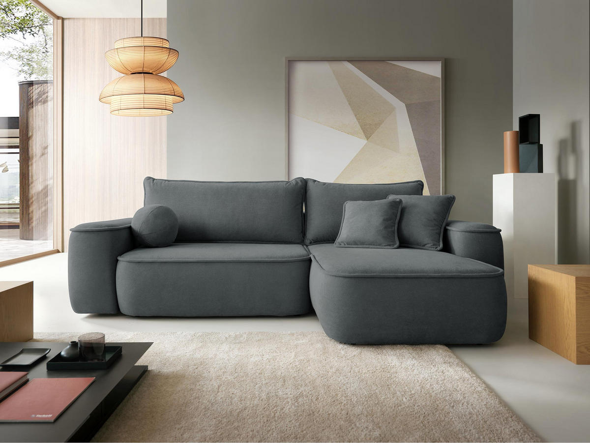 ECKSOFA Sandby - Dunkelgrau/Schwarz, Holz/Kunststoff (283/168cm) - MIRJAN24