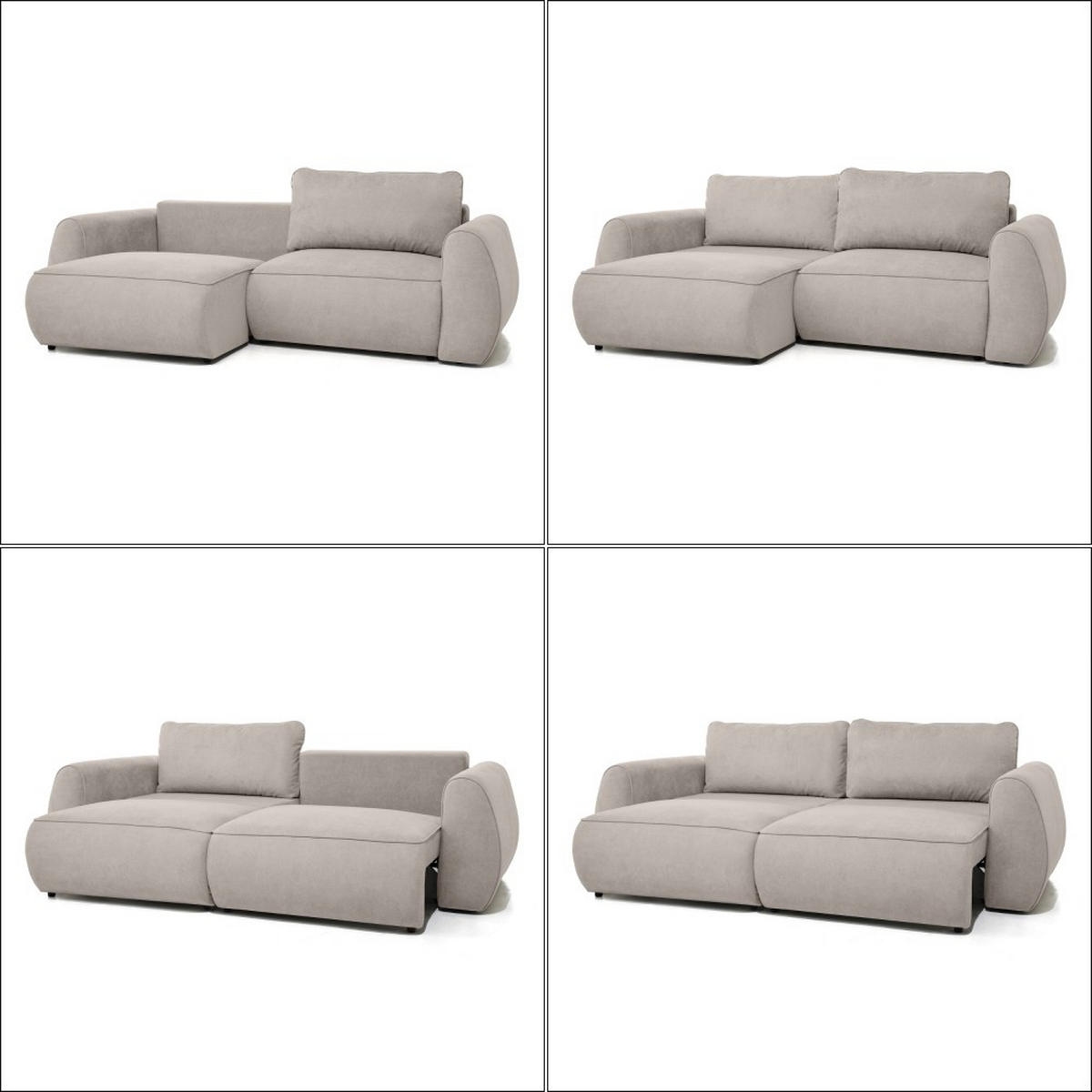 3-SITZER Schlafsofa Bravo mit Eckfunktion, mit zwei Bettkasten, Beige - Beige/Schwarz, Textil (257/96/110cm) - Beautysofa