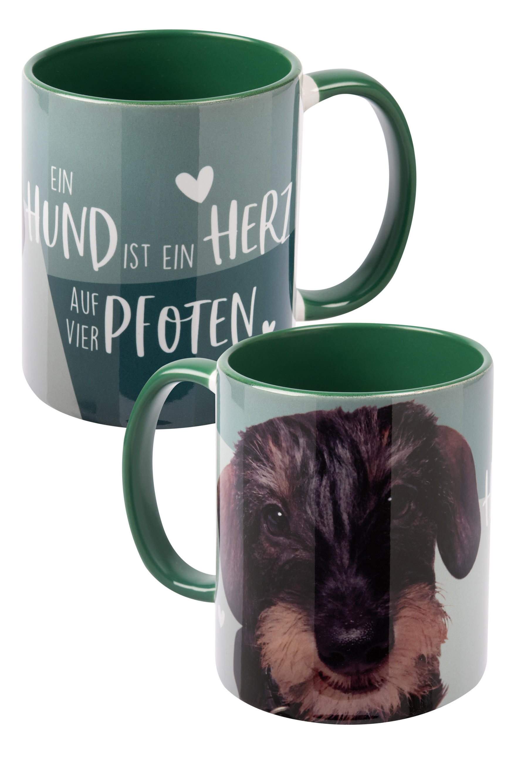 KAFFEEBECHER Dackel Ein Hund ist ein Herz auf vier Pfoten Grün 320 ml - Grün, Keramik (0.32L) - United Labels