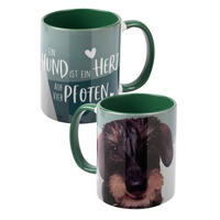KAFFEEBECHER Dackel Ein Hund ist ein Herz auf vier Pfoten Grün 320 ml - Grün, Keramik (0.32L) - United Labels