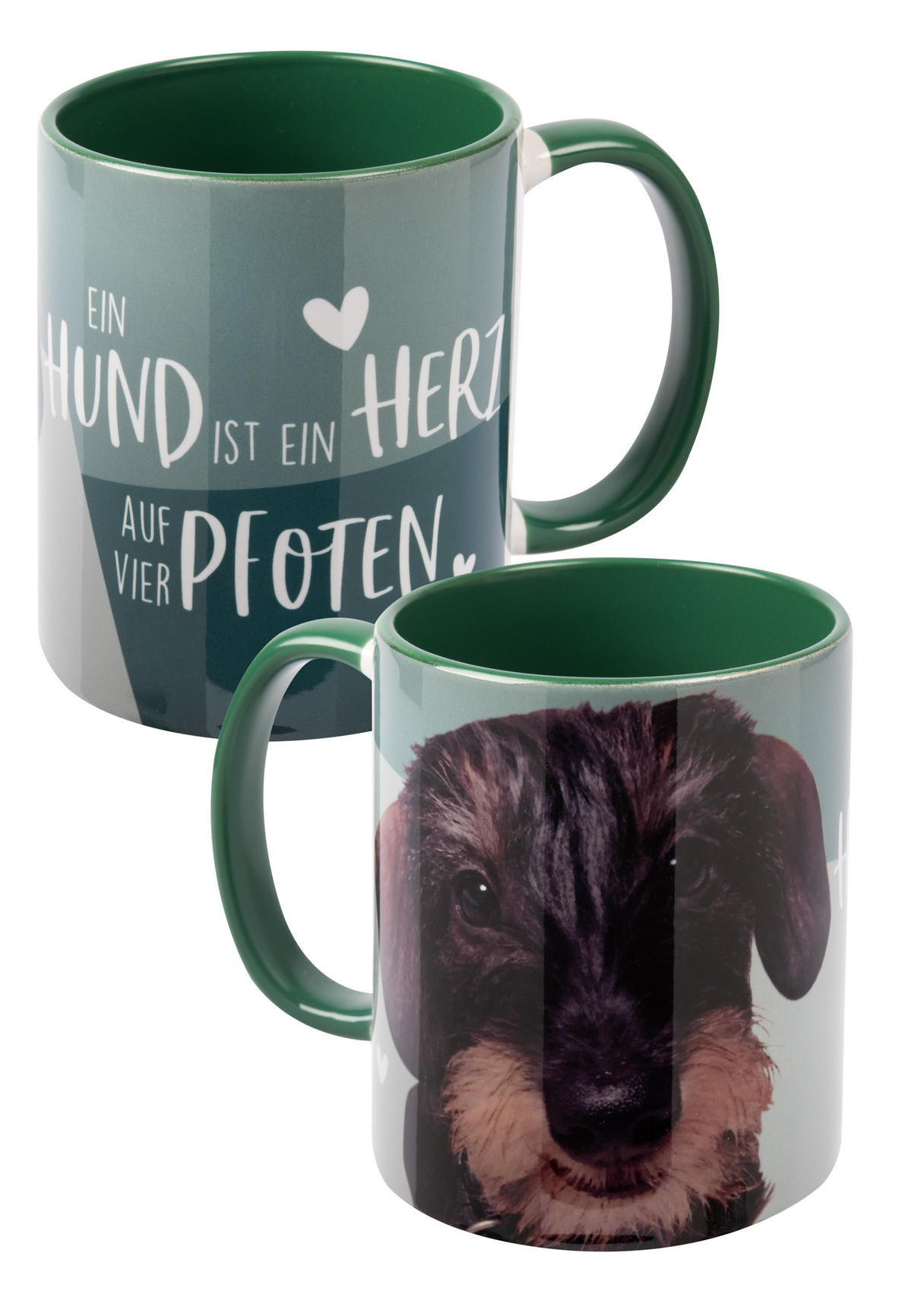 KAFFEEBECHER Dackel Ein Hund ist ein Herz auf vier Pfoten Grün 320 ml - Grün, Keramik (0.32L) - United Labels