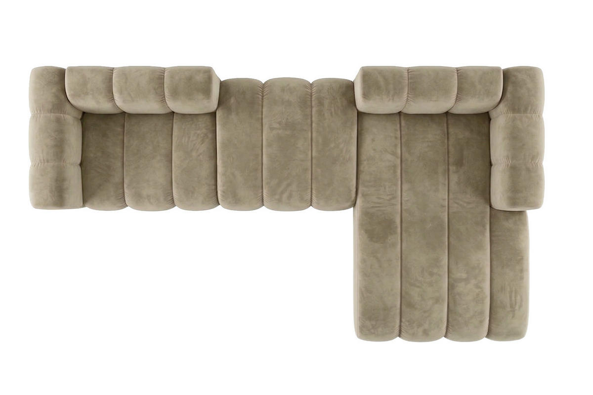 ECKSOFA Modulares In L-Form, Velvet-Stoff Riviera, Beige, Rechts, GRAND 319 cm - Beige, Holz (319/175cm) - Kaiser Möbel