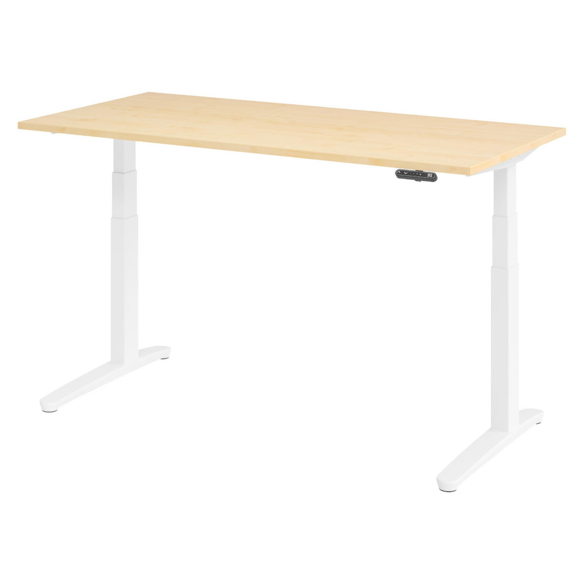 SCHREIBTISCH elektrisch XBHM 80/160/74 cm in Ahornfarben/Weiß - Ahornfarben/Weiß, Holzwerkstoff (80/160/74cm) - bümö
