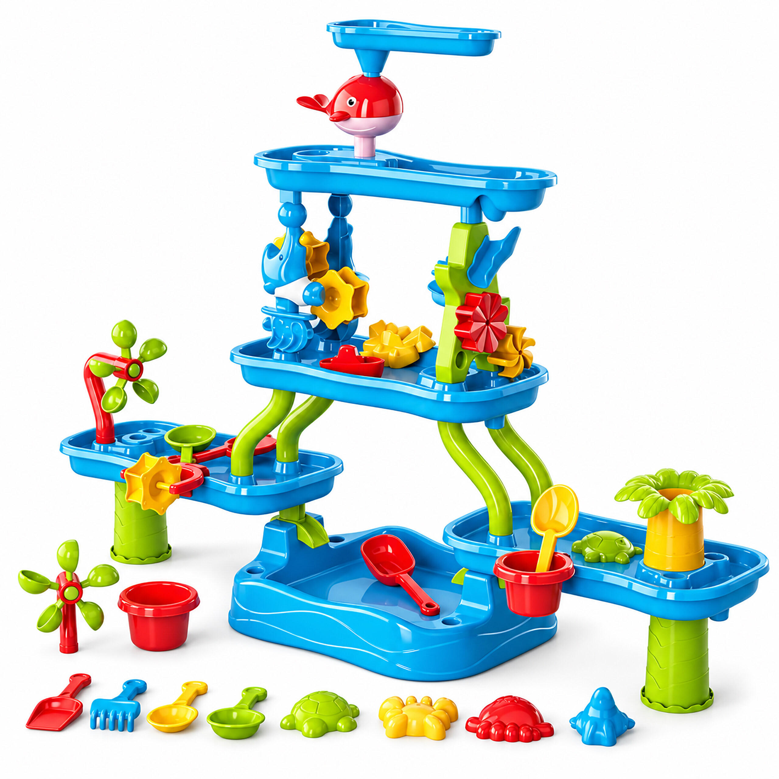 WASSERSPIELTISCH Mehrfarbig Kunststoff 20-teilig - Blau, Kunststoff (78/55cm) - Relaxdays