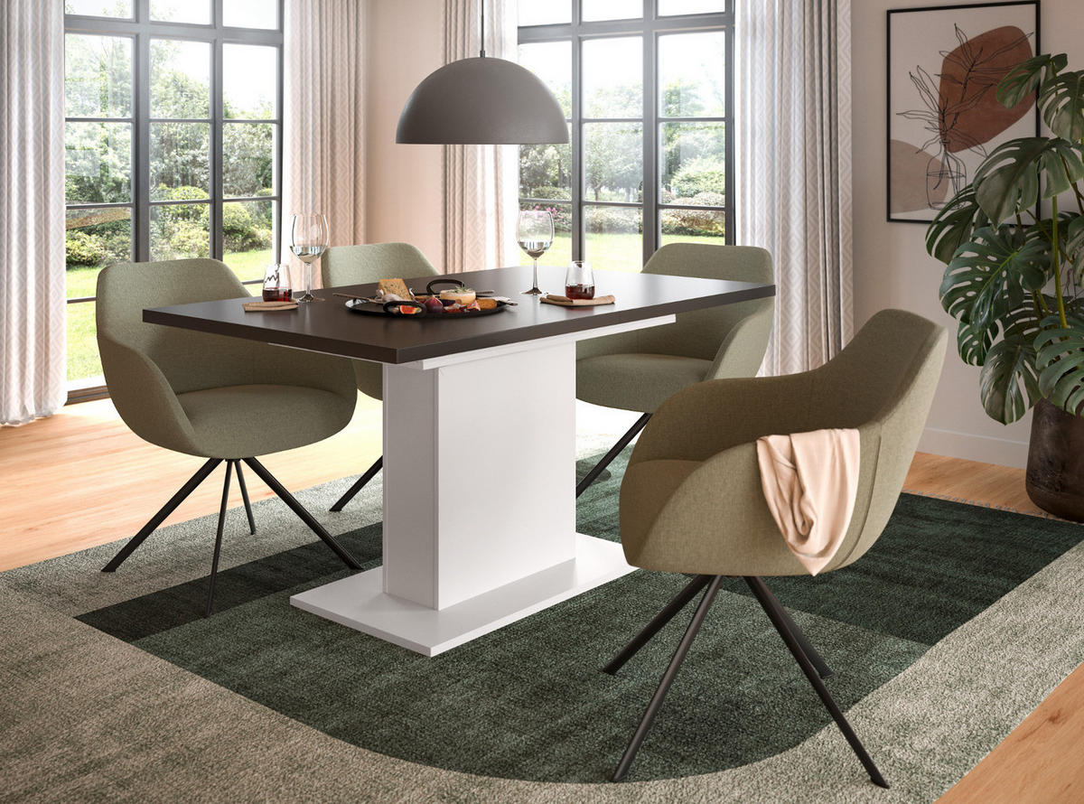 ESSTISCH weiß, grau, Küchentisch ausziehbar 150 - 190 cm - Weiß/Grau, Holzwerkstoff/Metall (150/90/76cm) - Inn.Furn