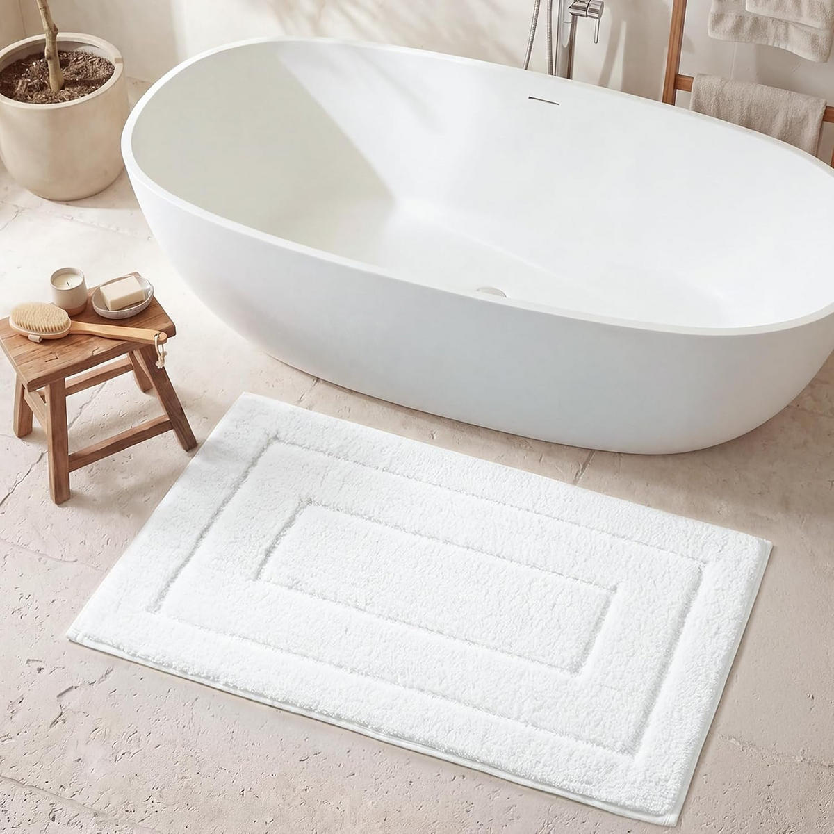 BADEMATTE - 40*60cm - Weiß - Weiß, Textil (40/60cm)