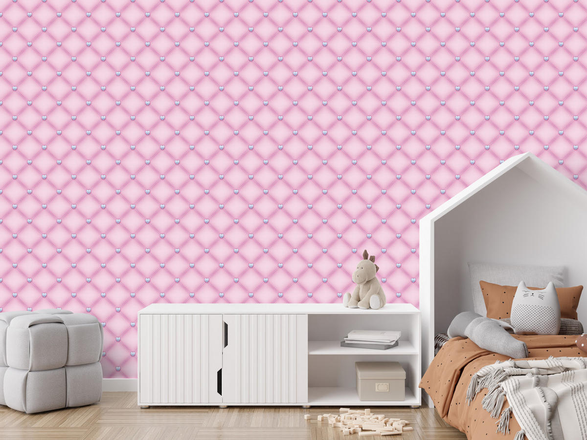 VLIESTAPETE Steppmuster in 3D-Optik – Rosa – 50x1000 cm - Rosa, Papier (50/1000cm) - Muralo