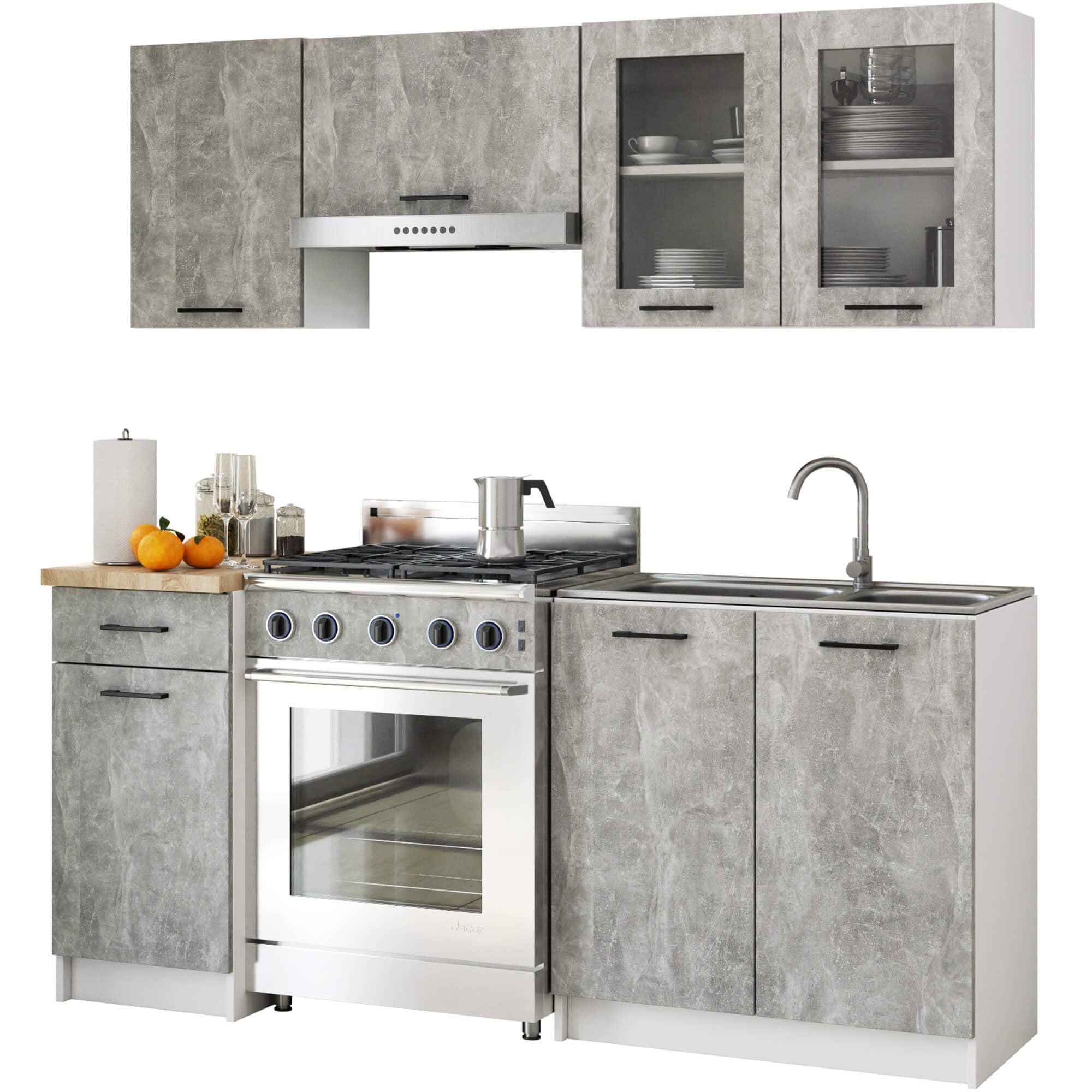 RAUMHIRSCH FURNITURE KUCHYŇSKÝ BLOK Beton 203/180/46