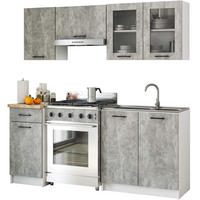 KUCHYŇSKÝ BLOK Beton 203/180/46 - šedá, kompozitní dřevo (180/203/46cm) - RAUMHIRSCH FURNITURE