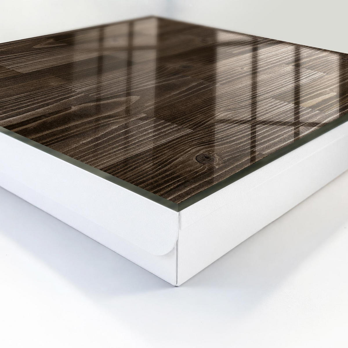 SCHLÜSSELBOX Weiß 30x30 cm – Türöffnung nach rechts - Braunes Holz - Braun, Metall (30/30/5cm) - TULUP
