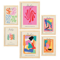 POSTER Set Mit 6 Matisse Sammlung A3 & A4 Rahmen Aus Hellem Holz - Beige, Papier (29/3cm) - Nacnic