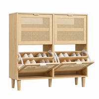 SCHUHSCHRANK mit 4 Klappen 100 x 25 x 90 cm Light Oak - Braun, Holz (25/90/100cm) - Beauniv