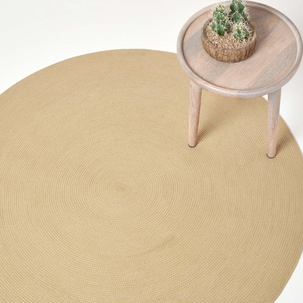 TEPPICH geflochten rund 120 cm - Beige, Textil (120/120cm) - Homescapes