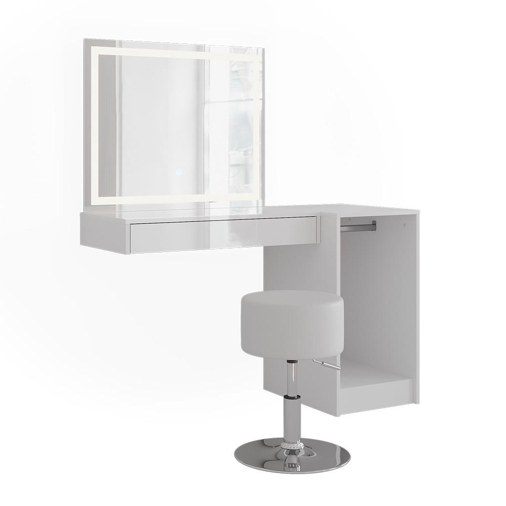 SCHMINKTISCH Sherry Weiß/Weiß Hochglanz 120 cm 4 Teile - Weiß Hochglanz, Holzwerkstoff (120/76/50.1cm) - Vicco