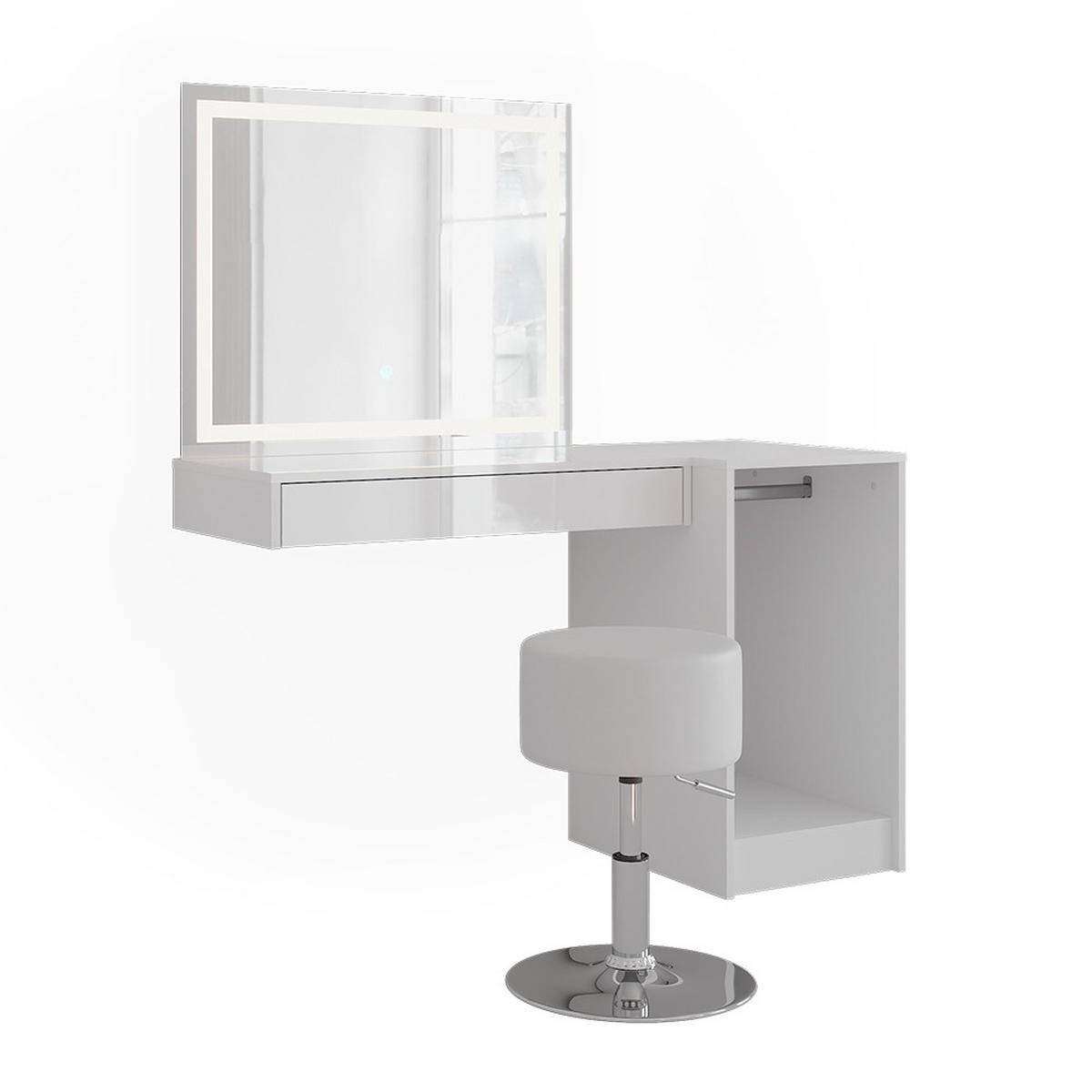 SCHMINKTISCH Sherry Weiß/Weiß Hochglanz 120 cm 4 Teile - Weiß Hochglanz, Holzwerkstoff (120/76/50.1cm) - Vicco