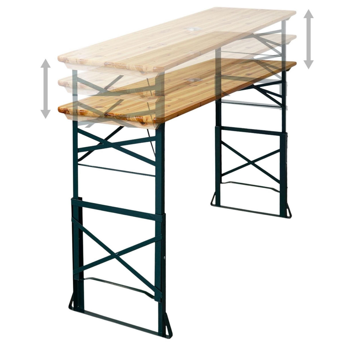 BIERZELTTISCH höhenverstellbar & klappbar 90-116x170x50cm Holz - Hellbraun, Holz - CHEFGASTRO