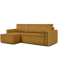 ECKSOFA-LINKS/RECHTS NAPI Schlaffunktion mit Cordbezug, Gelb - Gelb/Schwarz, Textil (246/148cm) - KONSIMO®