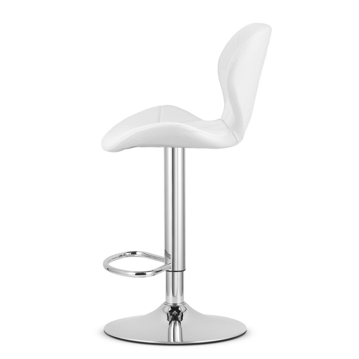 BARHOCKER WEST ECO weißer Sitz, Chrombasis - Weiß, Leder (46/111/48.5cm) - Valora