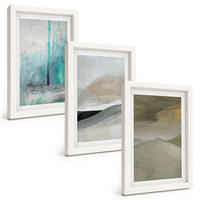 BILDER SET 3er Set - 20x30 cm Weißer Rahmen - Gemalte abstrakte Dekorationen - Weiß, Kunststoff (20/30cm) - TULUP