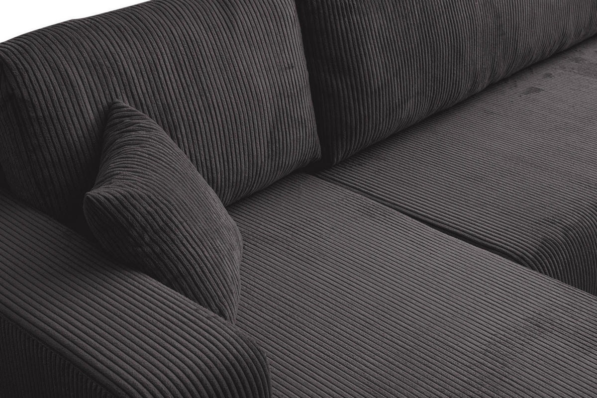 WOHNLANDSCHAFT LUNA U-FORM mit Schlaffunktion und Bettkasten (Dunkelgrau) - Dunkelgrau, Textil (312/83/142cm) - VENASI MÖBEL