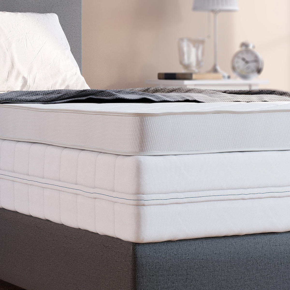 MATRATZENSCHONER Weiß 90 x 200 cm Pur 340 Topper - Weiß, Textil - VitaliSpa