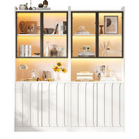 VITRINE 2er-Set 160x35x200 cm Weiß LED Glastüren - Weiß, Holzwerkstoff (160/200/35cm) - FLIEKS