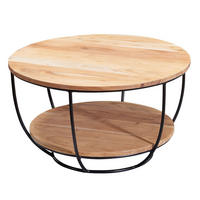 COUCHTISCH Industrial, Akazienholz mit schwarzen Edelstahlbeinen, handgefertigt - Beige/Schwarz, Holz/Metall (60/60/34cm) - KADIMA DESIGN