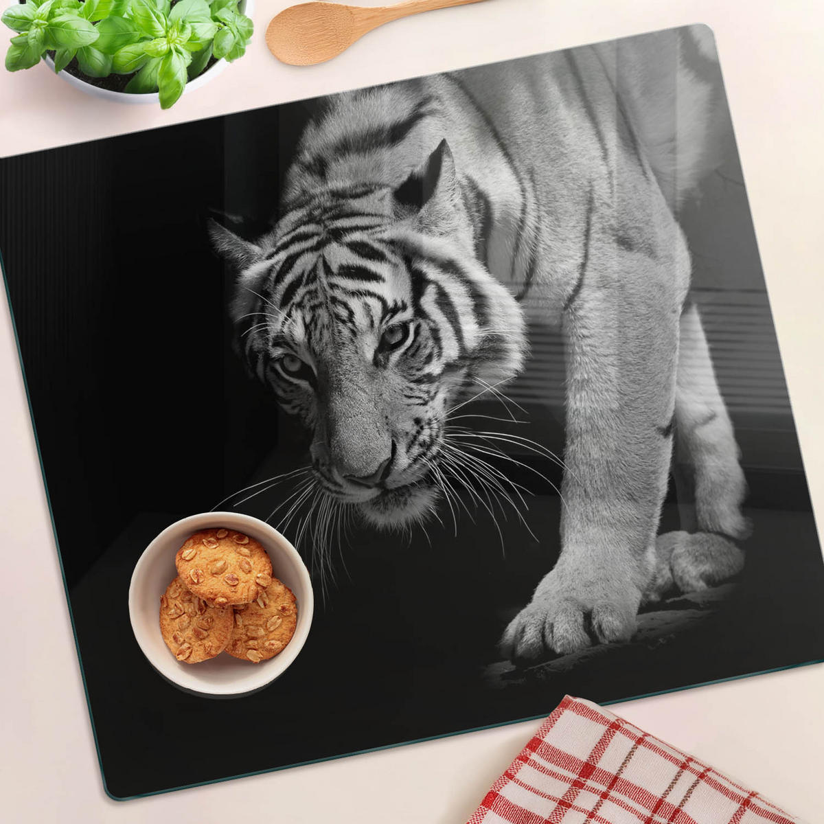 GLASPLATTE 60x52 cm Tiger - Schwarz/Braun, Glas (60/0.4/52cm) - TULUP