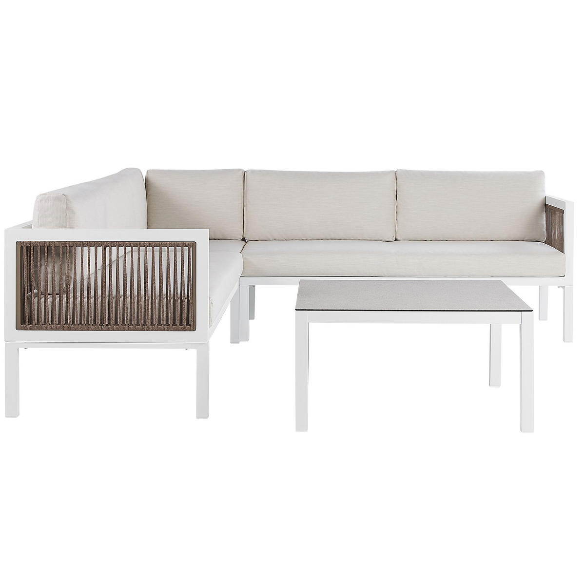 LOUNGE SET 4-Sitzer weiß rechtsseitig Borello - Weiß, Metall - Beliani