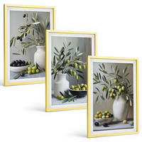 BILDER SET 3er Set - 40x60 cm Goldrahmen - Oliven in grauen Vasen - Goldfarben, Kunststoff (40/60cm) - TULUP