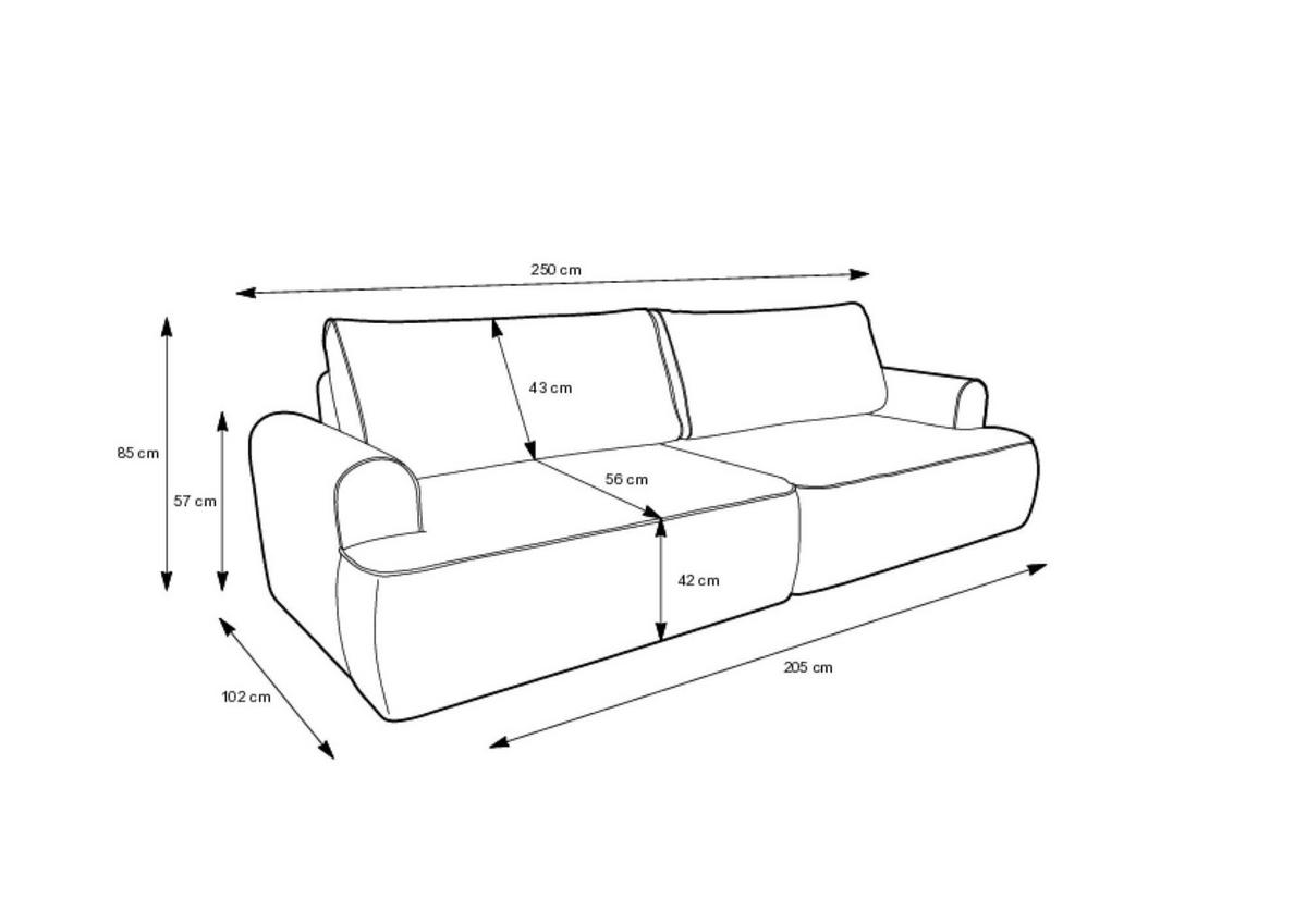 SOFA ONEGA Beige 250x102x85 cm - Beige, Textil (250/85/102cm) - FURNLUX