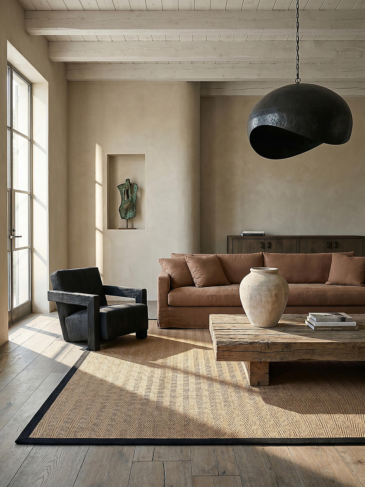 JUTETEPPICH TRENT, geometrisch, Braun-Schwarz, 120 x 170 cm - Schwarz/Naturfarben, Textil (120/170cm) - KADIMA DESIGN