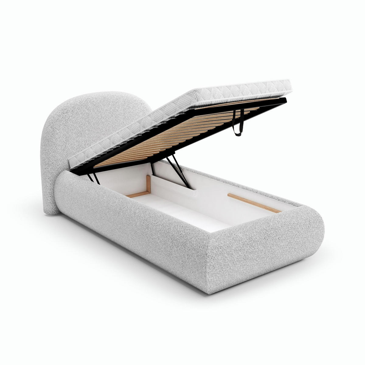 POLSTERBETT Motti 90x200, Einzelbett mit Bettkasten, ohne Matratze, Hellgrau - Hellgrau, Holzwerkstoff (90/200cm) - Beautysofa