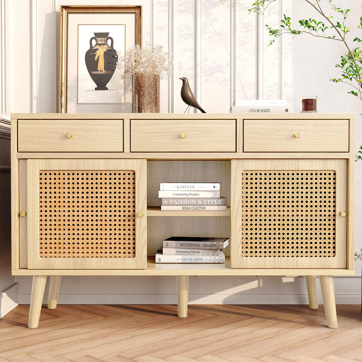 SIDEBOARD 120/40/78 cm in Eiche mit 3 Schubladen und 3 Türen - Eichefarben, Holzwerkstoff (120/78/40cm) - Flora Grace