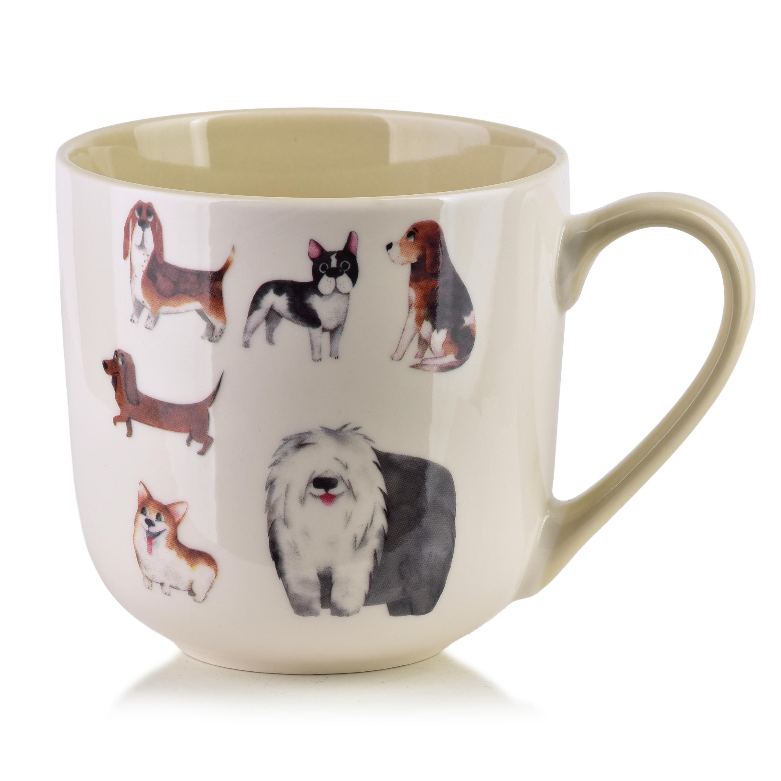 HRNČEK NOAH 410 ml porcelán hnedá s motívom psíkov - béžová, keramika (0.41L) - Mondex